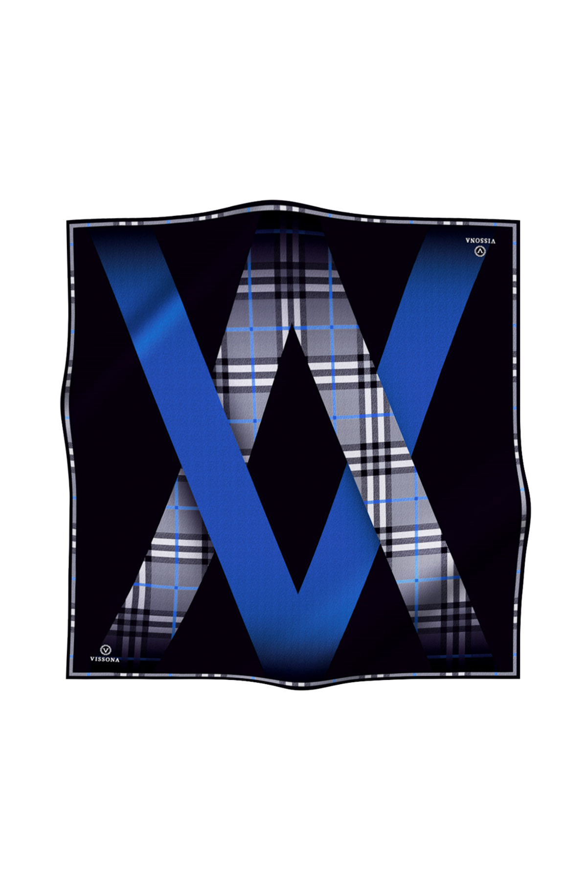 % 57 İPEK % 43 VİSKON Twill İpek Ekose Desenli Saks - Siyah Renkli 90x90 Eşarp Dikim Şekli : El Dikişi