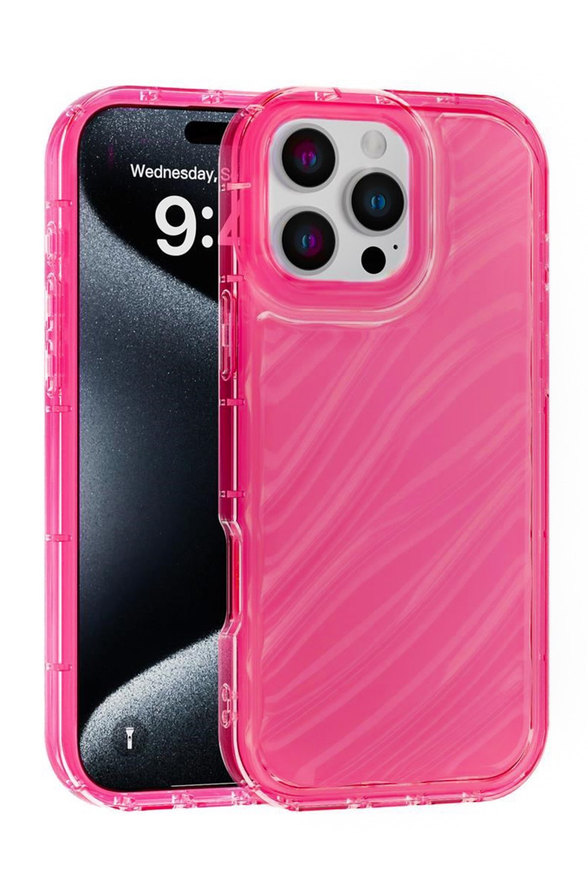 iPhone 16 Pro max Kılıf – Kabartmalı Parlak Desenli Darbe Emici Silikon Telefon Kılıfı