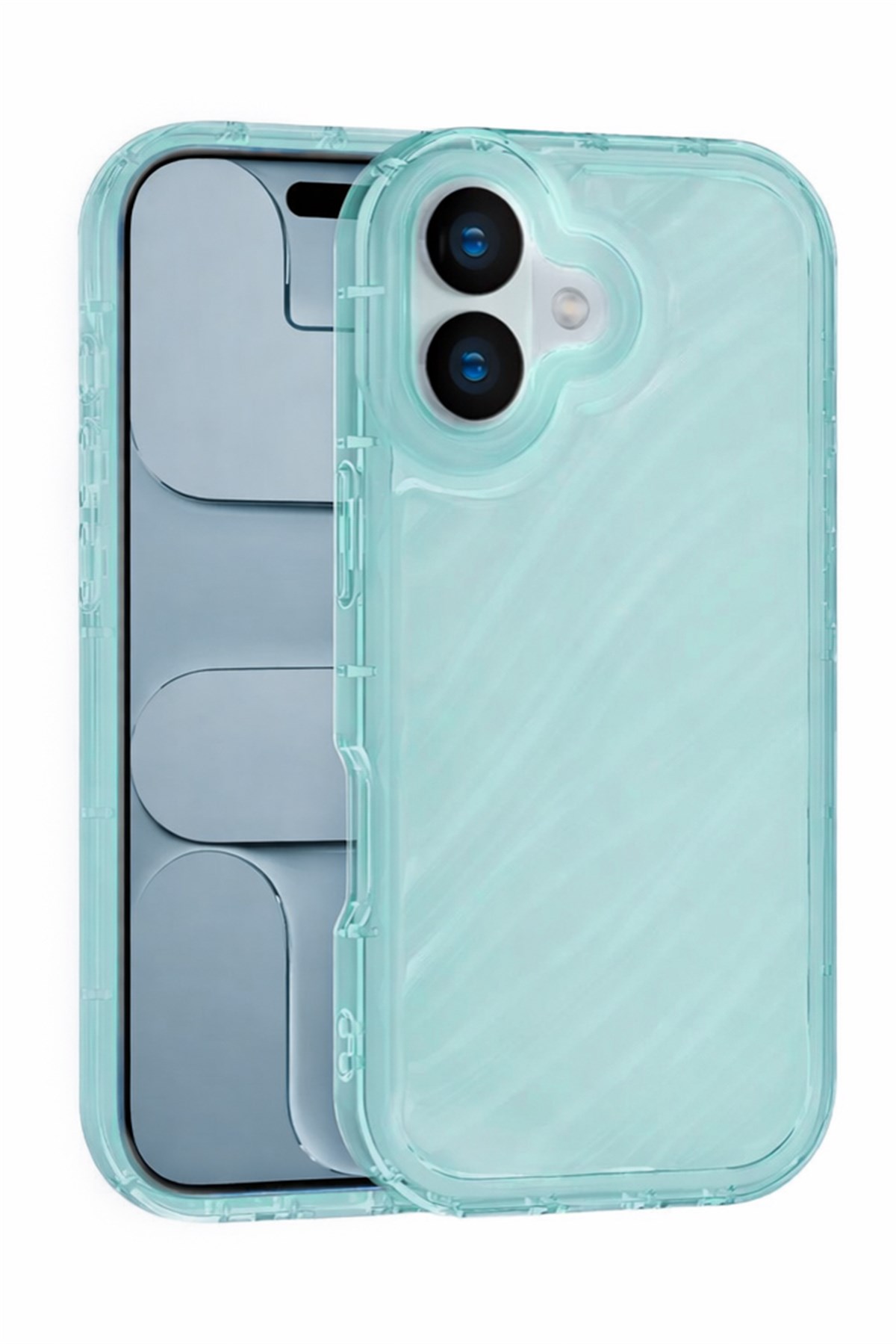 iPhone 16 Plus Kılıf – Kabartmalı Parlak Desenli Darbe Emici Silikon Telefon Kılıfı