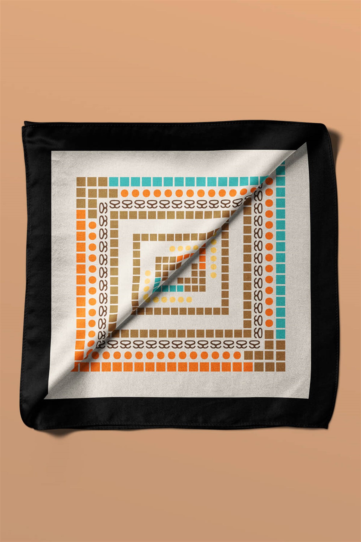 Violla G32 Kadın Pembe Turuncu Siyon Desenli 50x50 Bandana