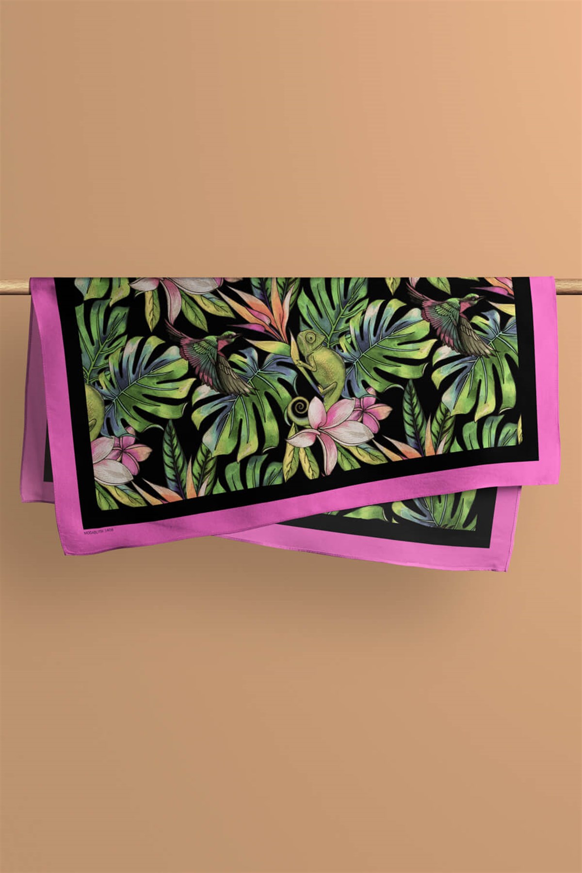 Violla H32 Kadın Yeşil Yaprak Desenli 50x50 Bandana DG01408-22