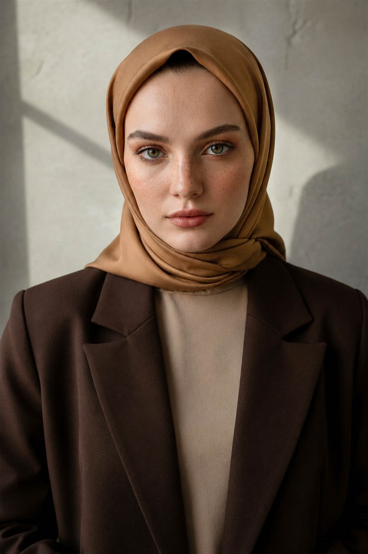 %100 Twill İpek Düz Camel Renkli Daha Tok Exclusive Serisi 90x90 Eşarp Dikim Şekli : El Dikişi