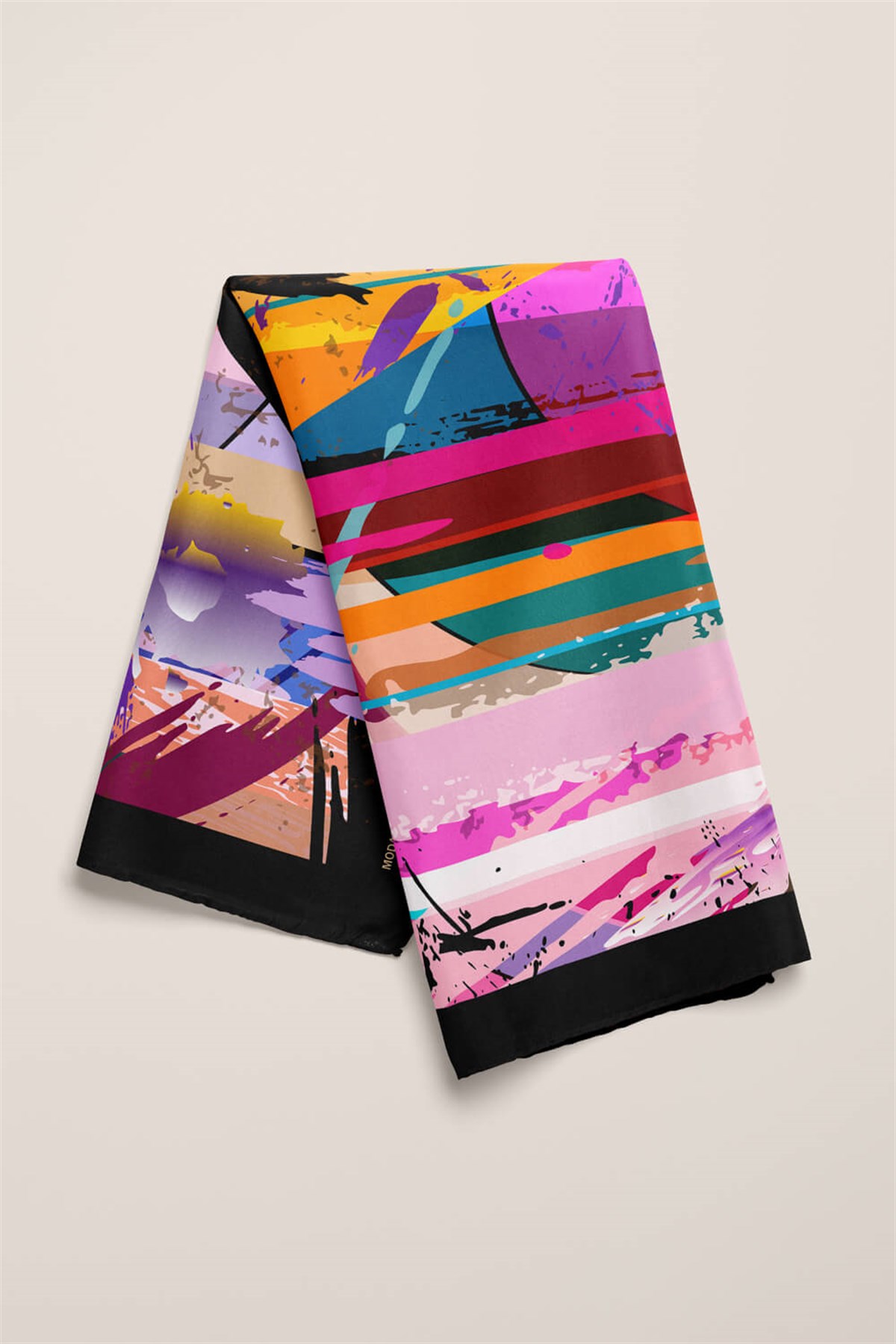 Violla Z18 Kadın Yağlı Boya Desenli Bandana 50x50 Mavi DG0269-22 Snz