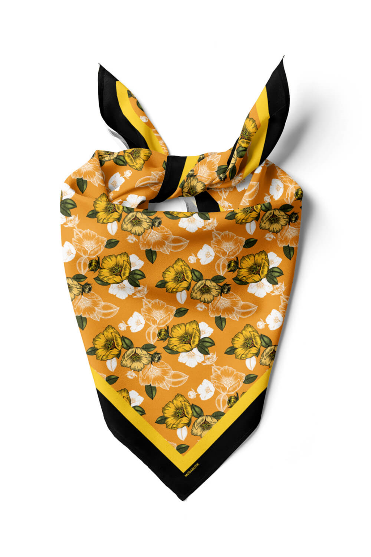 C98 Kadın Kavuniçi Sarı Sevda Desenli 50x50 Bandana HYL DG0993-22