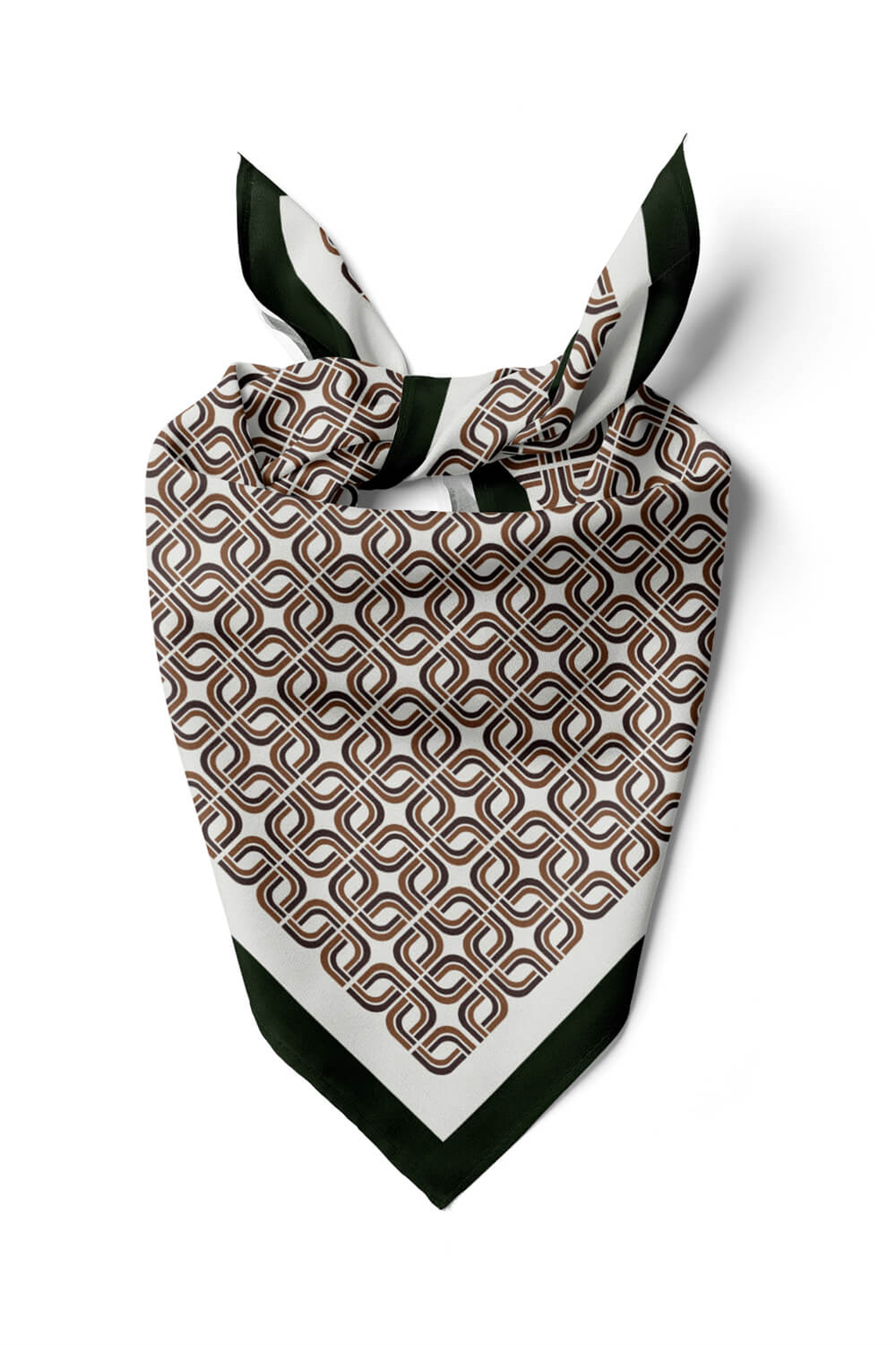 B32 Kadın Gri Geometrik Desenli 50x50 Bandana HYL DG01592-22