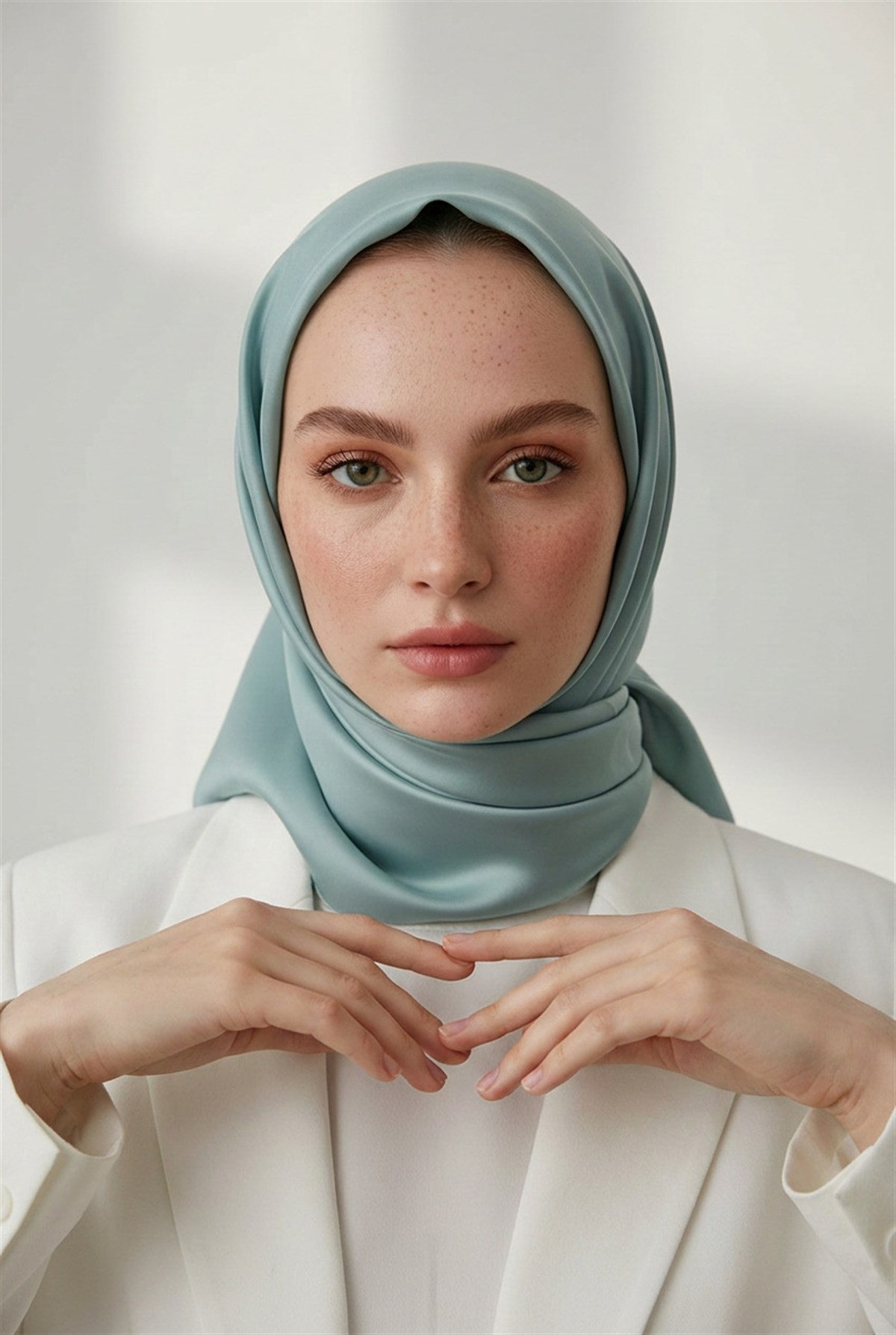 Viskon Twill İpek Az Hatalı Koyu Mint  Renkli 90x90 Düz Eşarp Dikim Şekli : El Dikişi