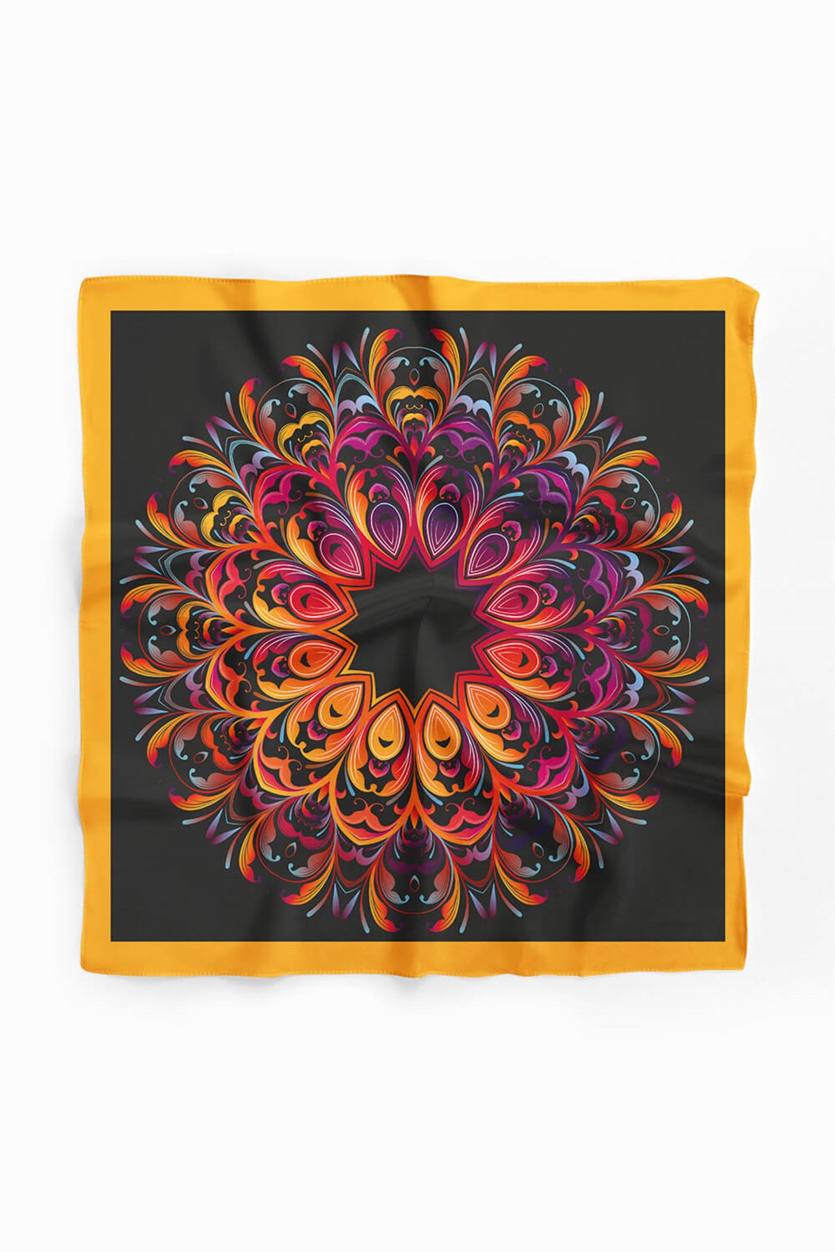 Violla Z35 Kadın Egzotik Desenli Bandana 50x50 Sarı Mor DG0309-22
