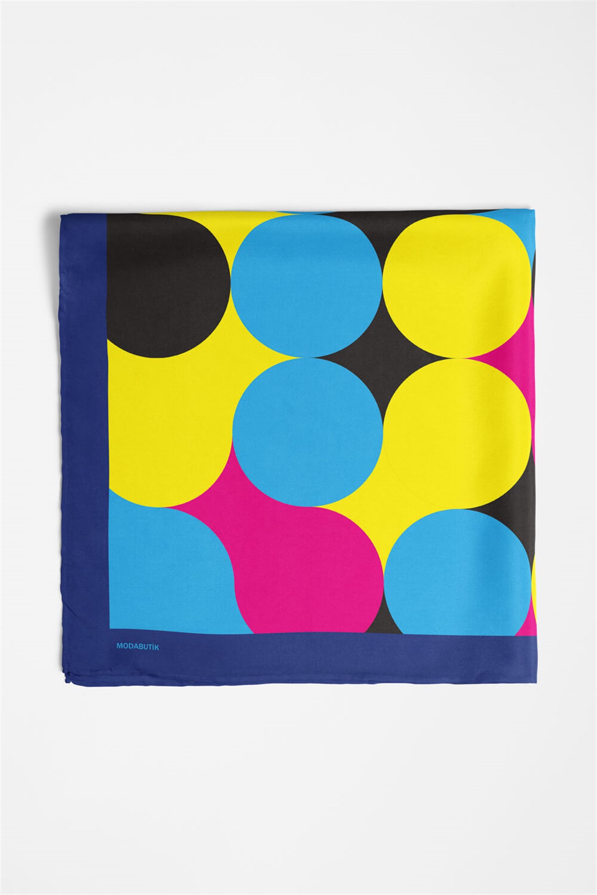 Violla E30 Kadın Egzotik Desenli Bandana 50x50 Mavi Sarı DG0334-22