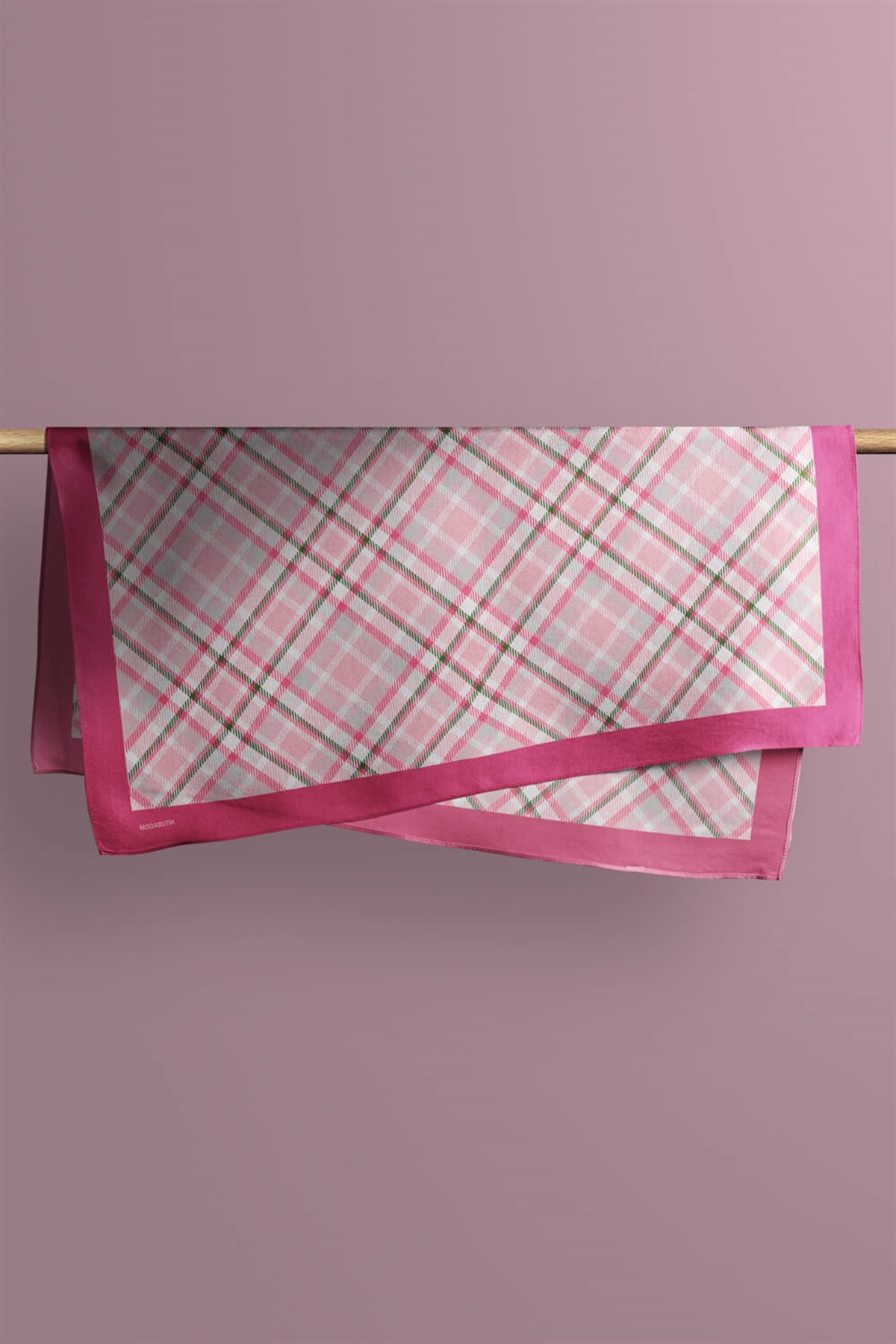 Violla D82 Kadın Ekose  Desenli Bandana 50x50 Pembe DG0201-22