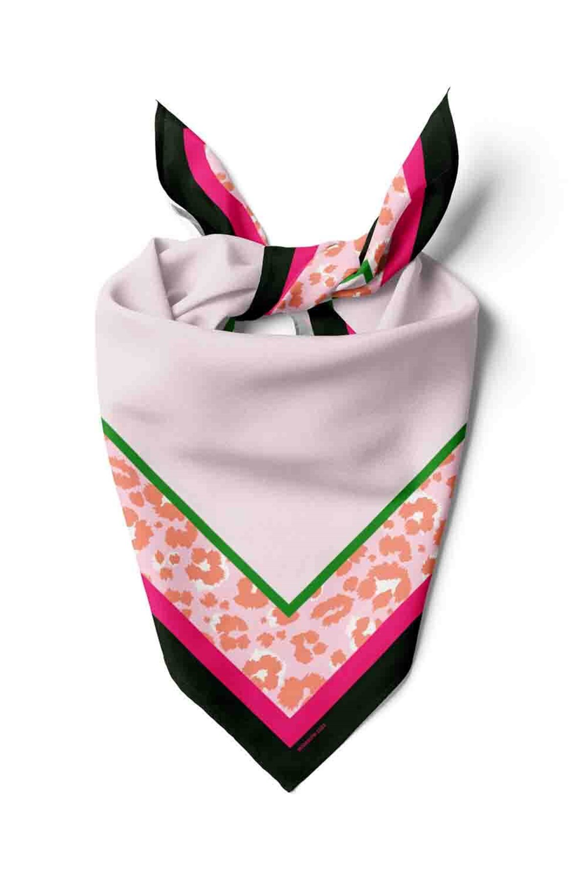 Violla Y22 Kadın Turuncu Kare Desenli 50x50 Bandana HYL DG01523-22