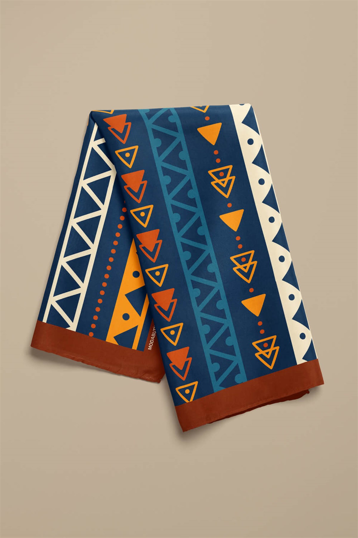 Violla A10 Kadın Egzotik Desenli Bandana 50x50 Sarı Turuncu Mavi DG0311-22
