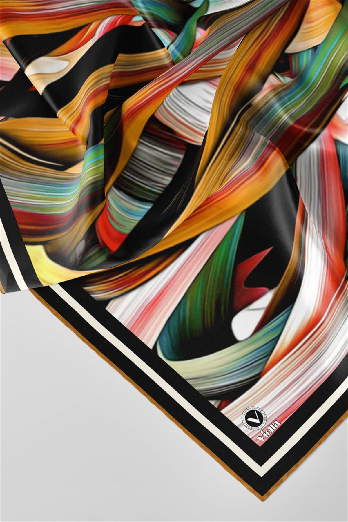 Twill Kare Desenli Hardal Renkli 90x90 Dikim Şekli : El Dikişi Eşarp (İpek İçermez)