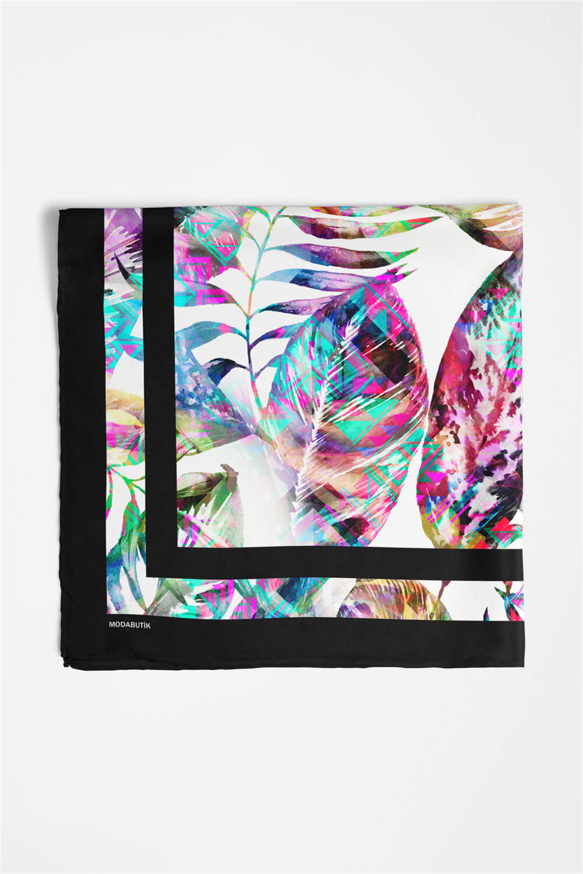 D115 Kadın Garden Desenli Bandana 50x50 Mor DG0225-22