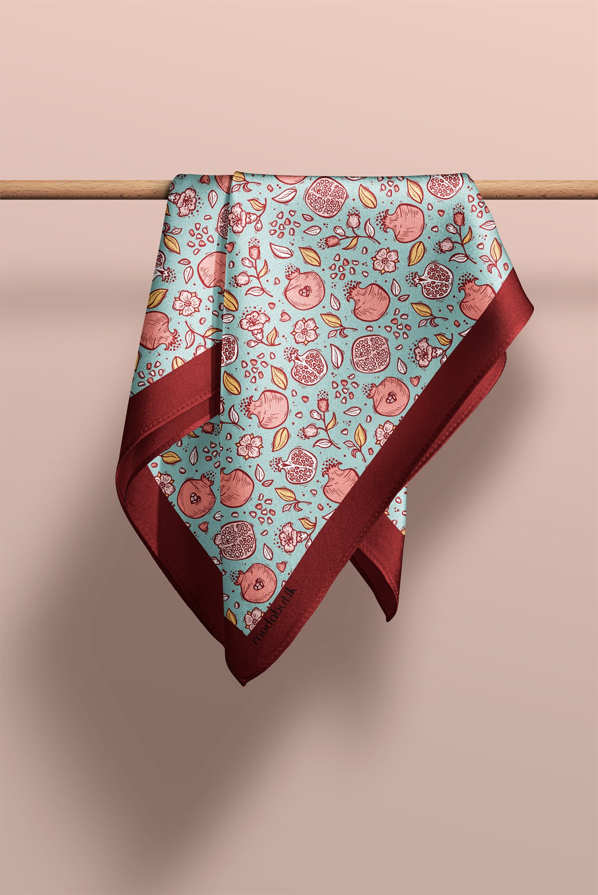 Violla Kadın Açık Mavi Küçük Nar Desenli 50x50 Bandana DG0736