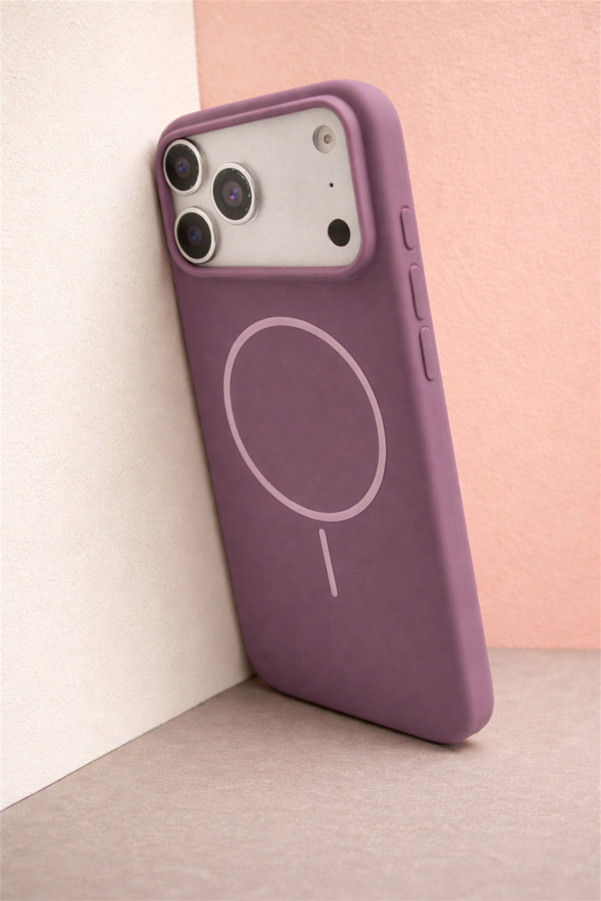 iPhone 17 Pro Max Uyumlu İçi Kadife Magsafe Wireless Şarj Özellikli Gül Kurusu Renkli Telefon Kılıfı