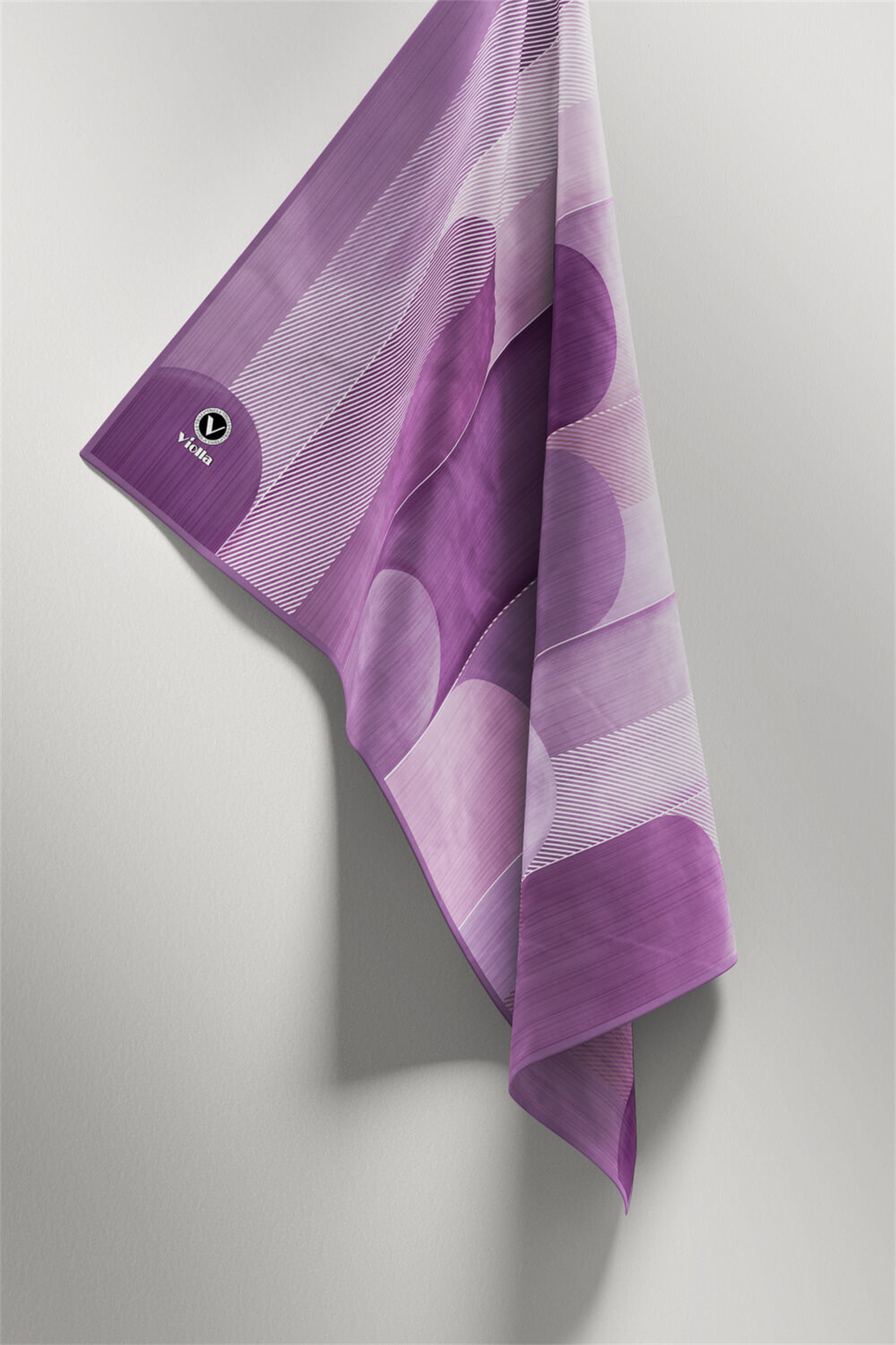 Twill Geometrik Desenli Mor Renkli 90x90 Eşarp (İpek İçermez) Kenar Dikiş Şekli El Dikişli