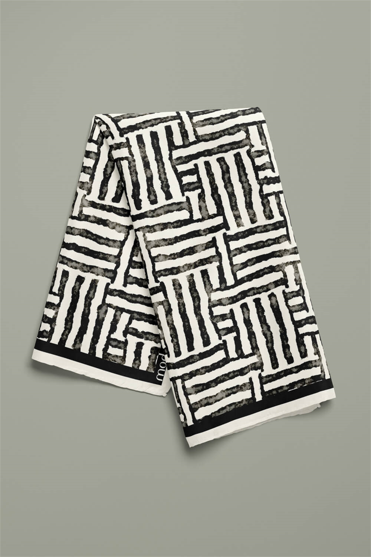 F40 Modabutik Siyah Beyaz Desenli Bandana