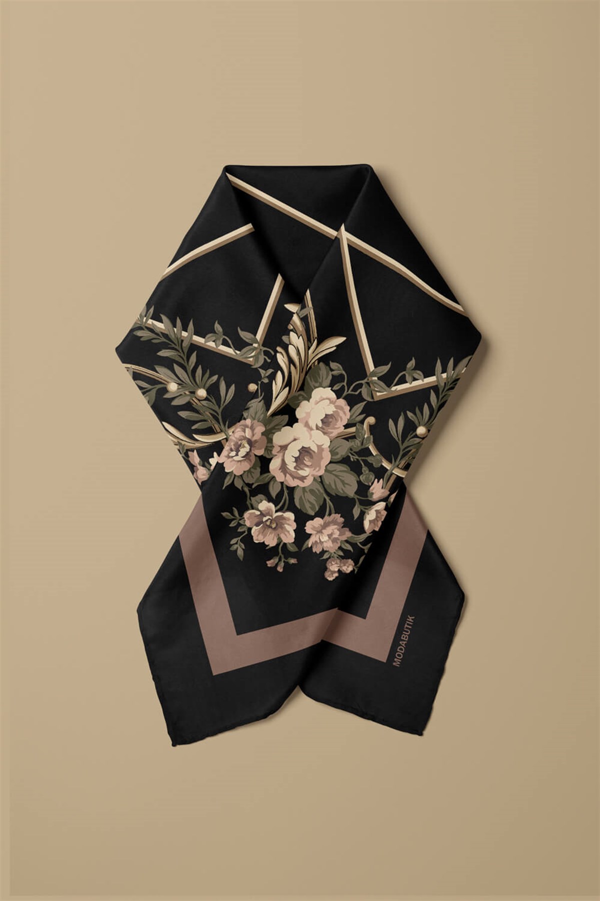 Violla Kadın Yeşil Divan Desenli 50x50 Bandana HYL DG0963-22