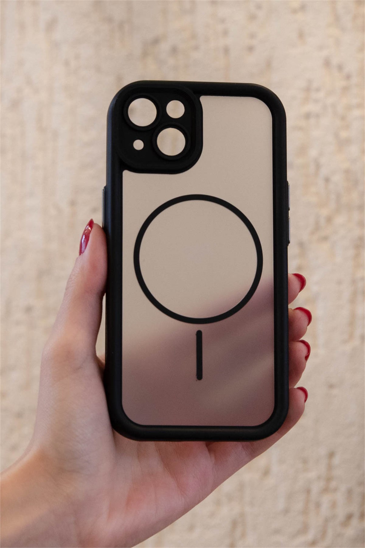 iPhone 13 Kılıf – Kamera Korumalı – MagSafe Uyumlu – Siyah Renk – Mat Silikon Telefon Kılıfı