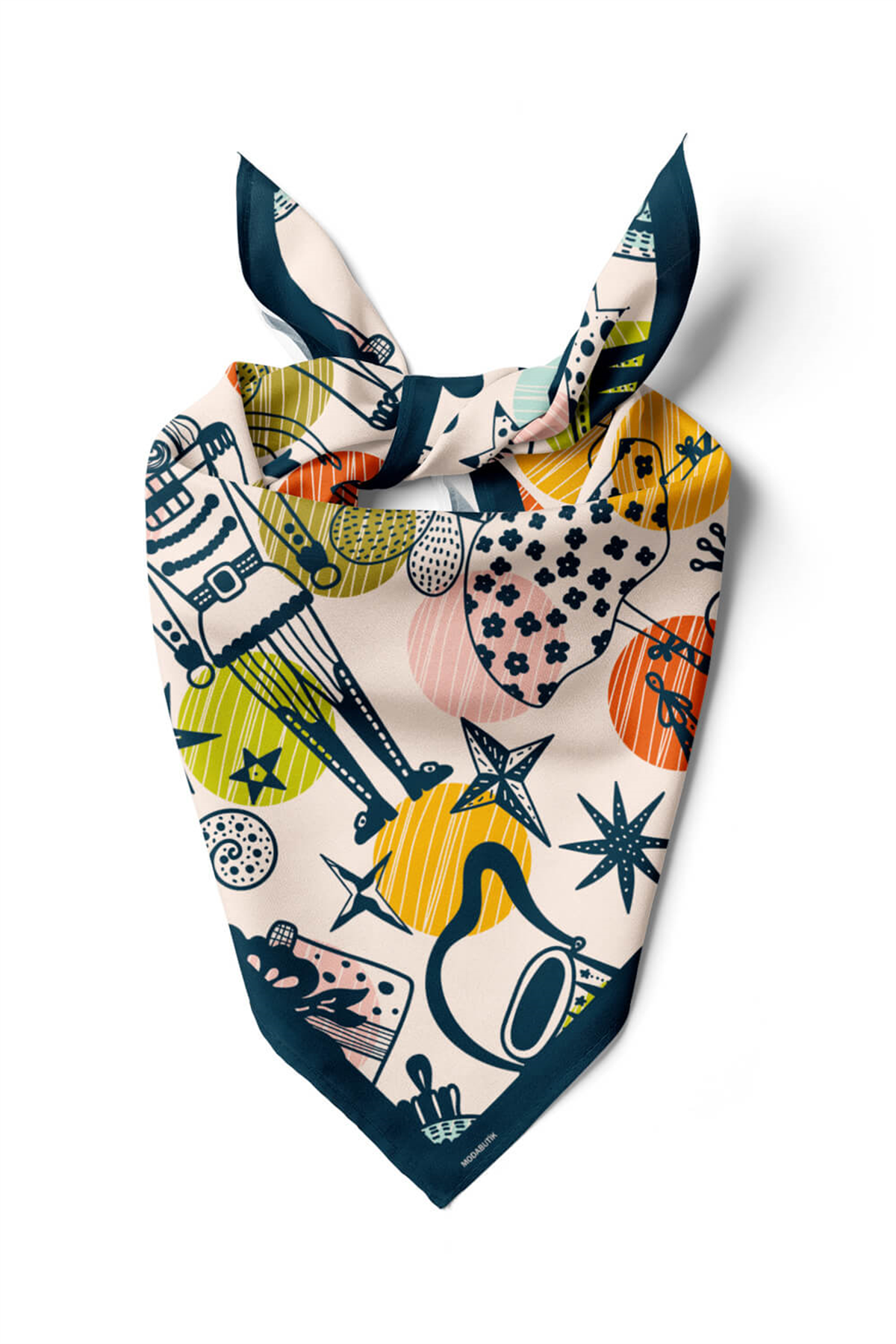 Kadın Comics Desenli Bandana 50x50 Pudra DG0187-22