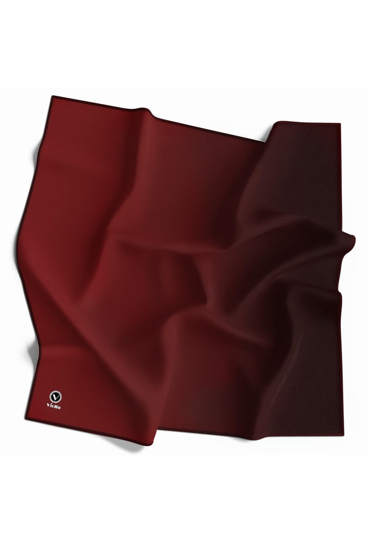 Kristal Degrade Desenli Bordo Renkli 90x90 Eşarp (İpek İçermez) Kenar Dikiş Şekli El Dikişli