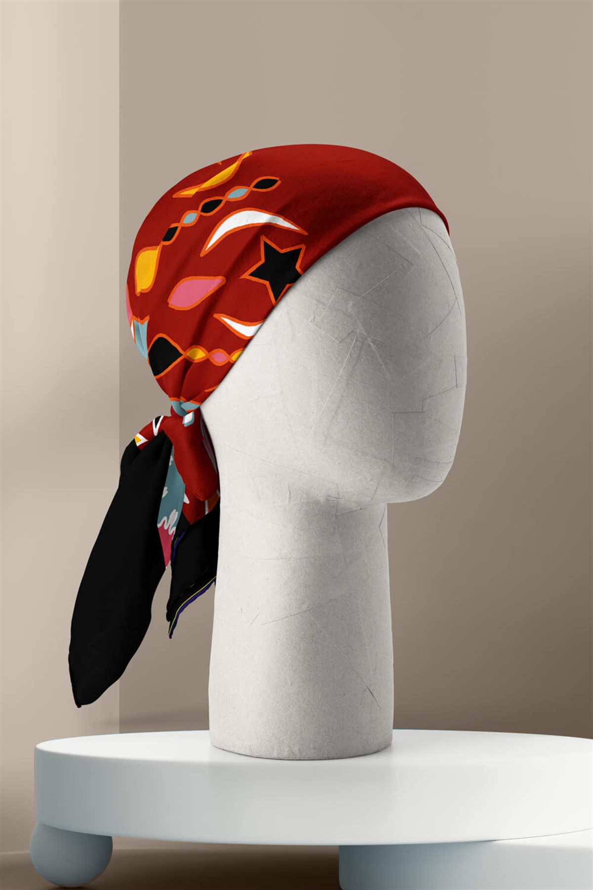 Violla Y20 Kadın Çiçek Desenli Bandana 50x50 Kırmızı DG0403-22