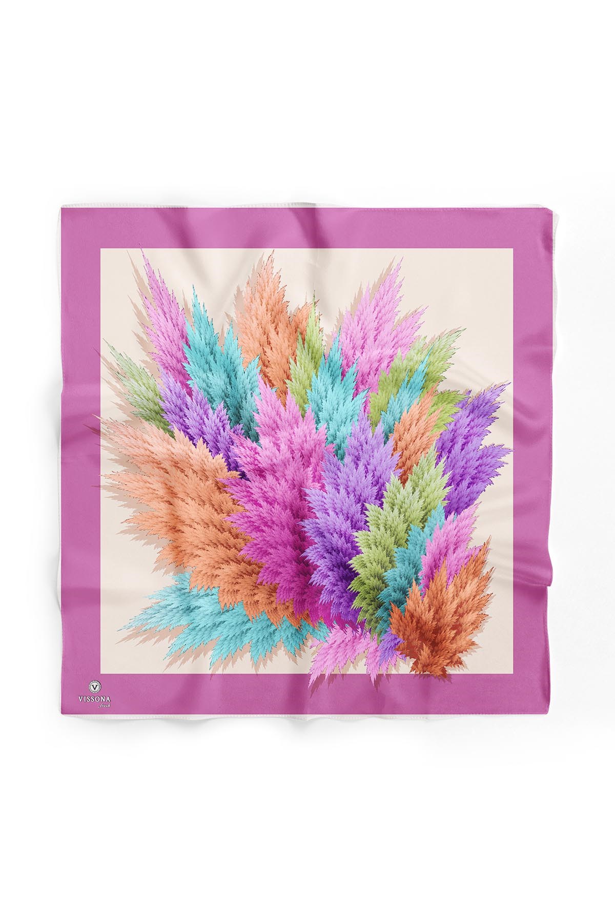 %100 İpek Kadın Desenli Bandana 80x80