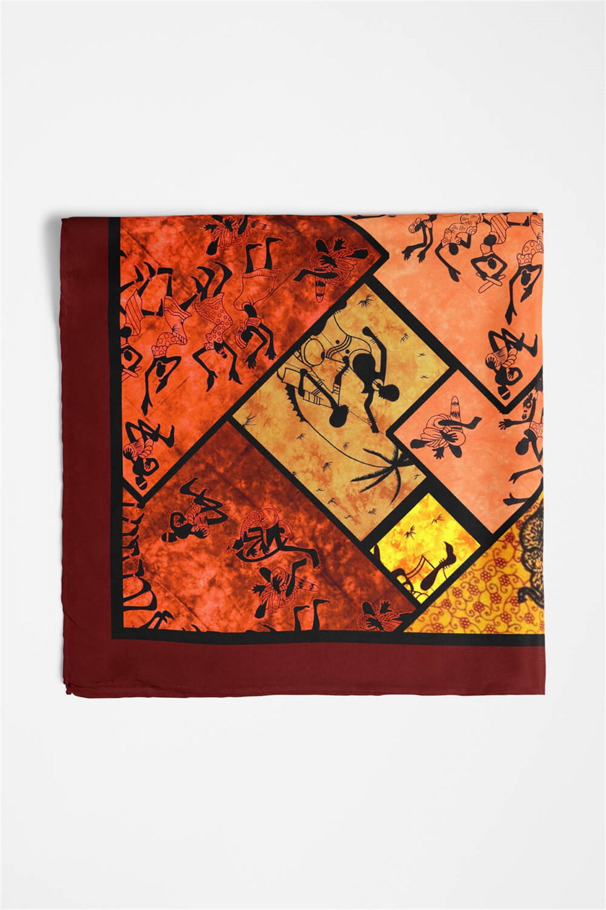 Z61 Kadın African Patchwork Desenli Bandana 50x50 DG0216-22