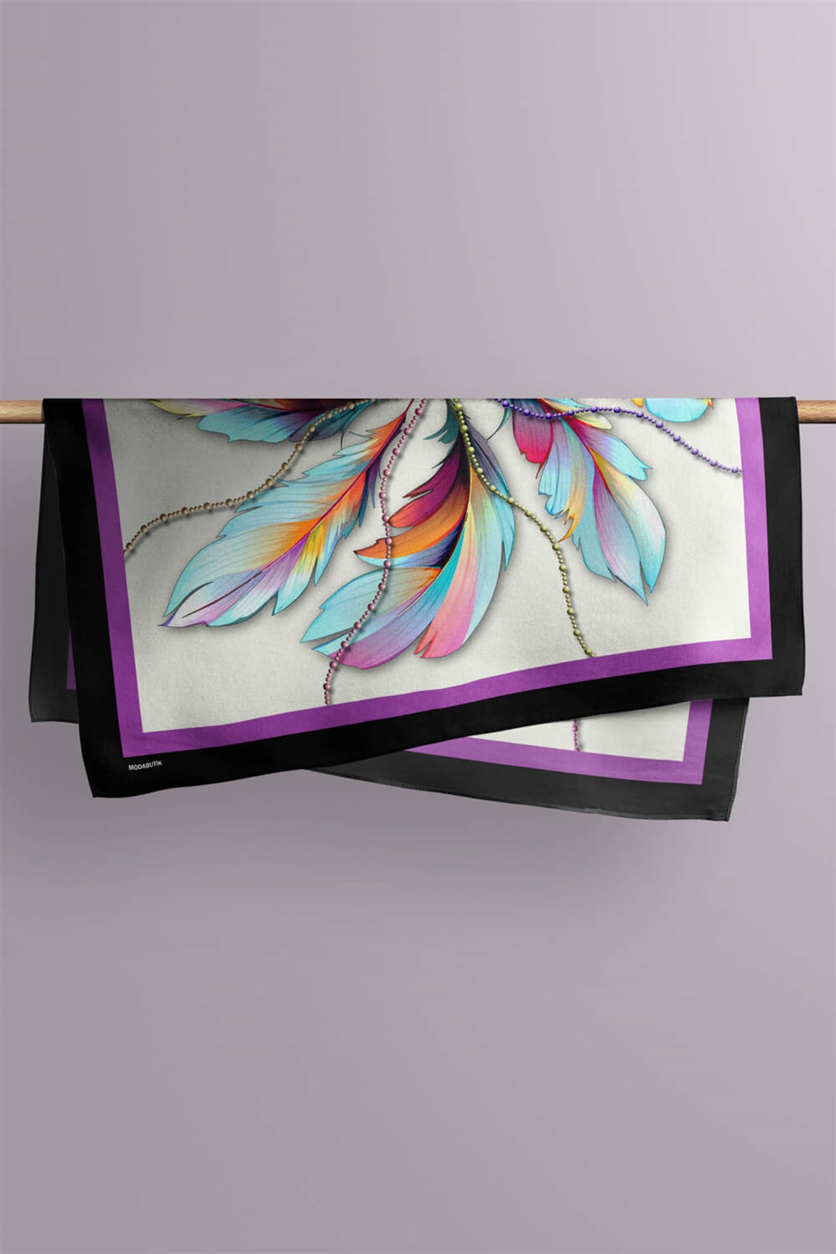 Violla Kadın Leaf Desenli Bandana 50x50 Mor DG0226-22