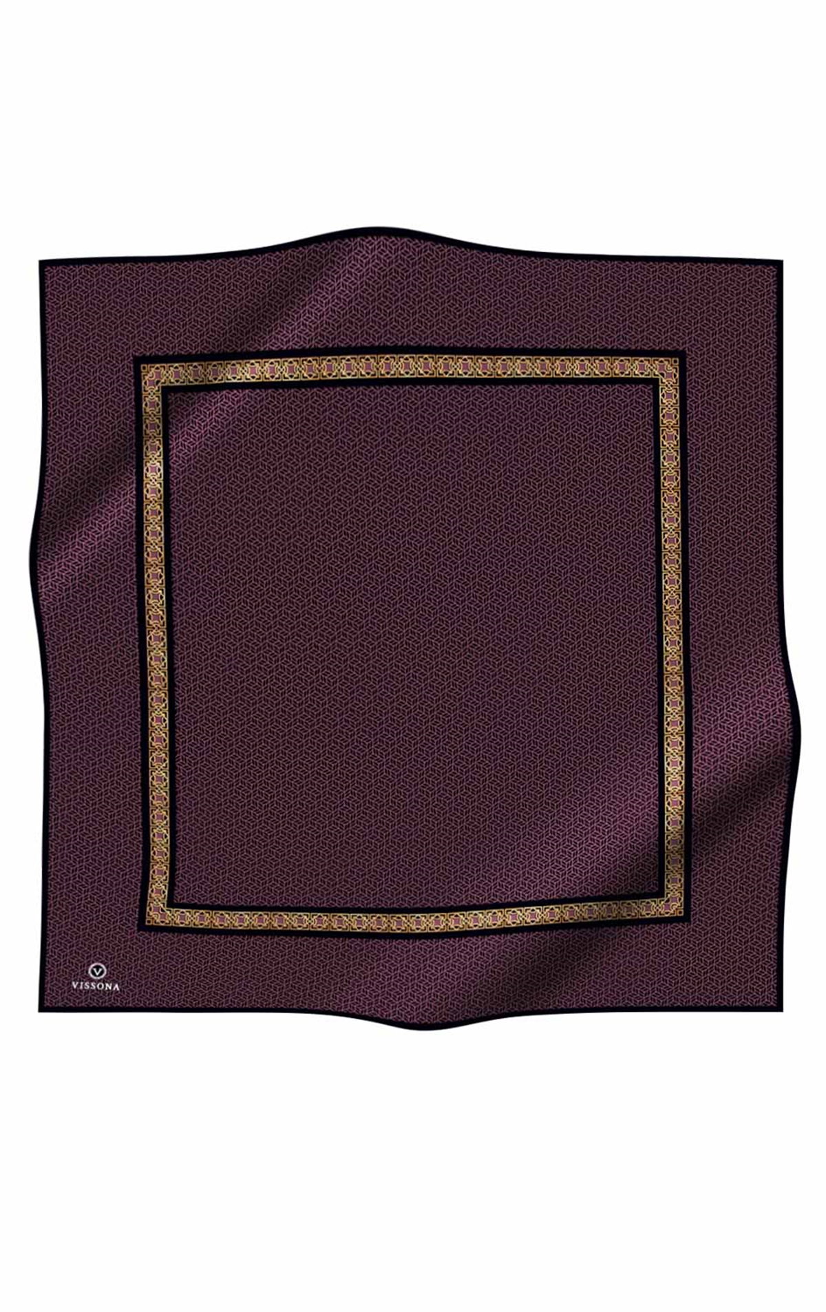 % 57 İPEK % 43 VİSKON Twill İpek Geometrik Desenli Gül Kurusu - Siyah Renkli 90x90 Eşarp Dikim Şekli : El Dikişi