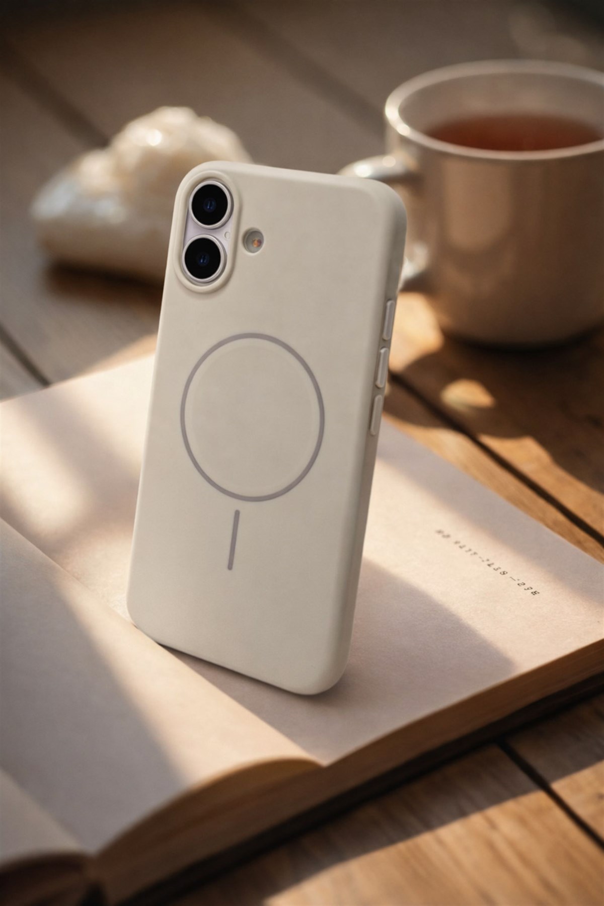 iPhone 17 Uyumlu İçi Kadife Magsafe Wireless Şarj Özellikli Taş Renkli Telefon Kılıfı