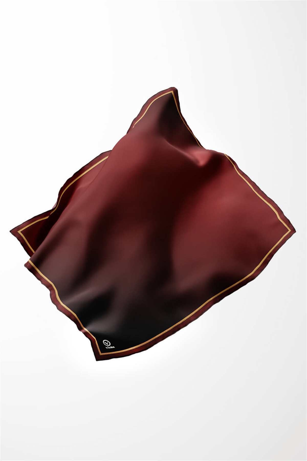 Twill Degrade Desenli Bordo Renkli 90x90 Eşarp (İpek İçermez) Kenar Dikiş Şekli El Dikişli