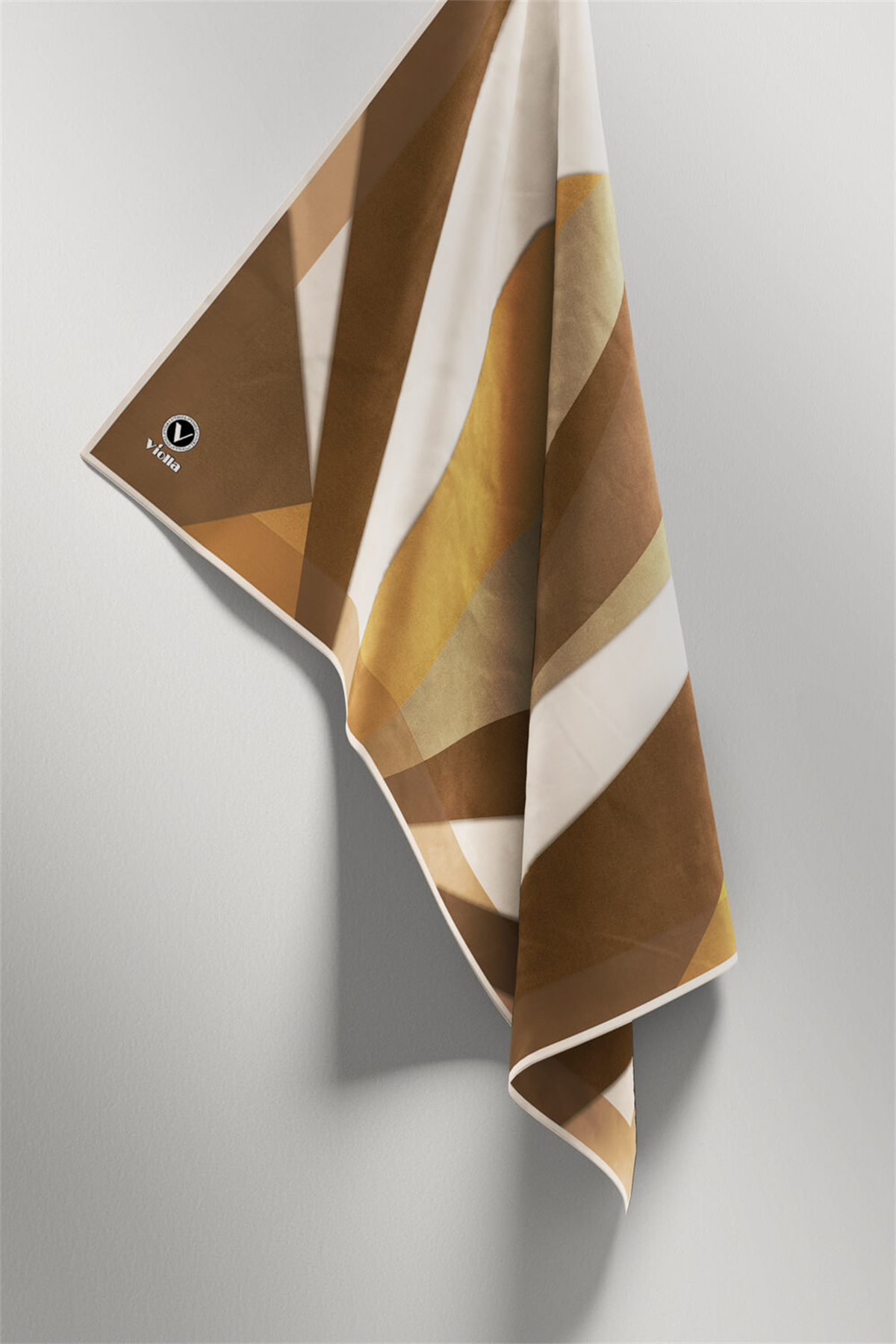 Twill Geometrik Desenli Vizon Renkli 90x90 Eşarp (İpek İçermez) Dikim Şekli : El Dikişi