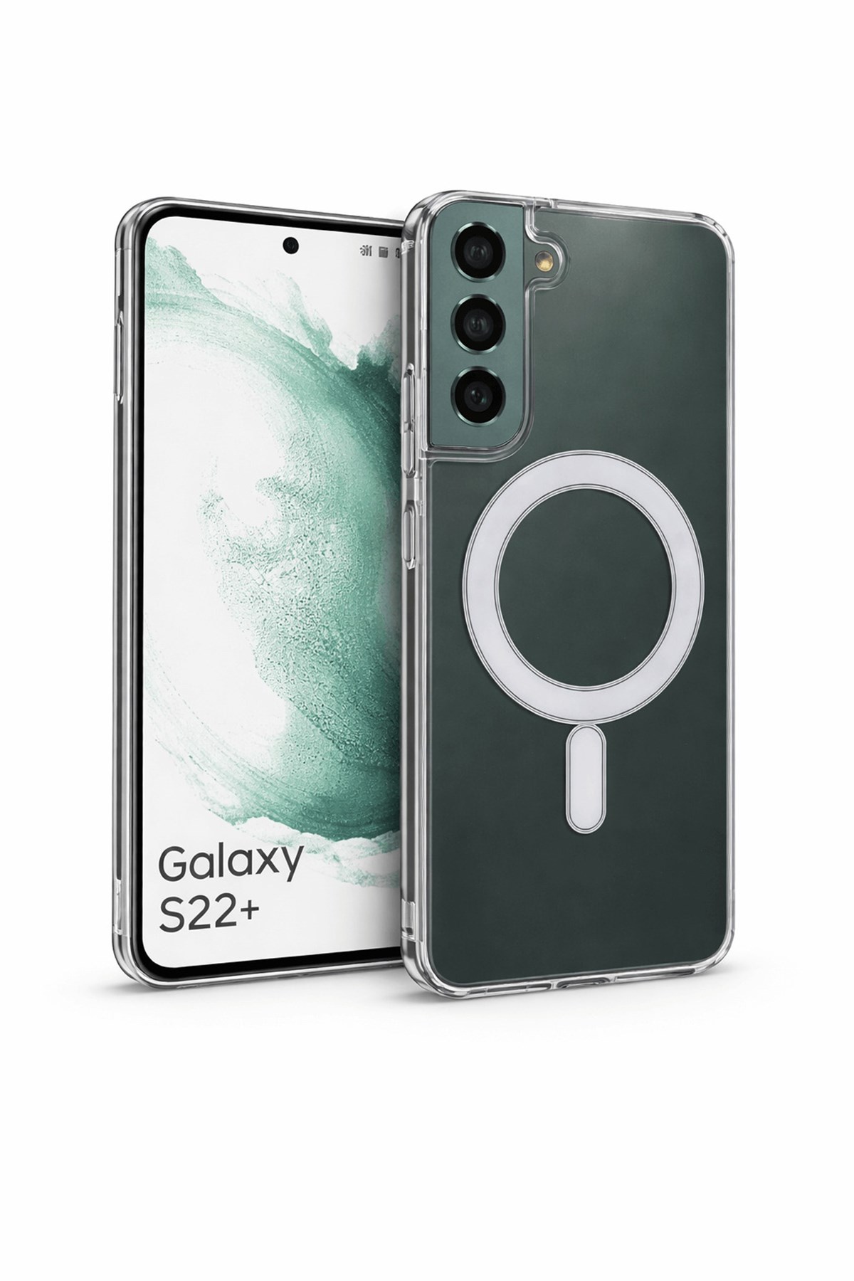 Samsung Galaxy S22 Plus Uyumlu Kamera Korumalı Magsafe Wireless Şarj Özellikli Lüks Şeffaf Silikon Telefon Kılıfı