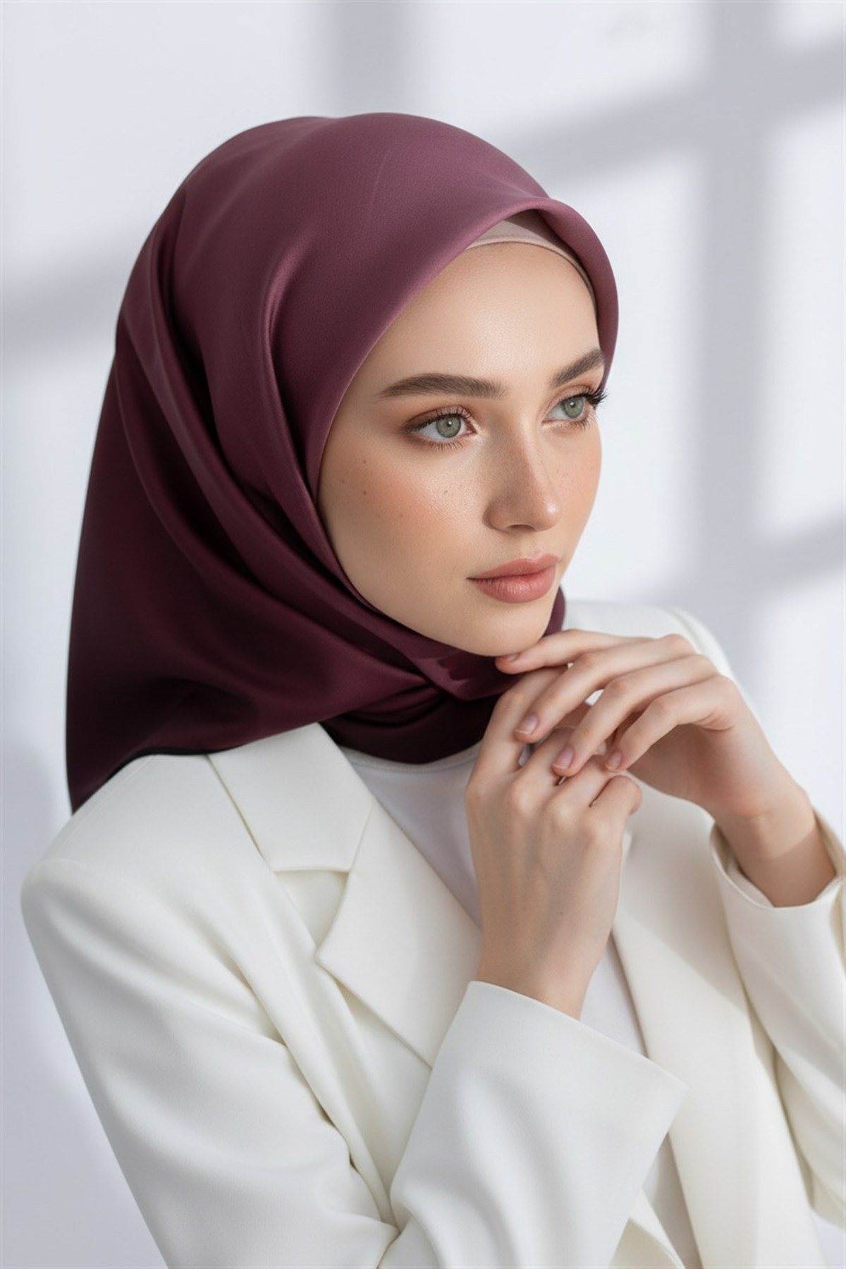 %100 Twill İpek Degrade Desenli Soğan Kabuğu Renkli 90x90 Eşarp Dikim Şekli : El Dikişi