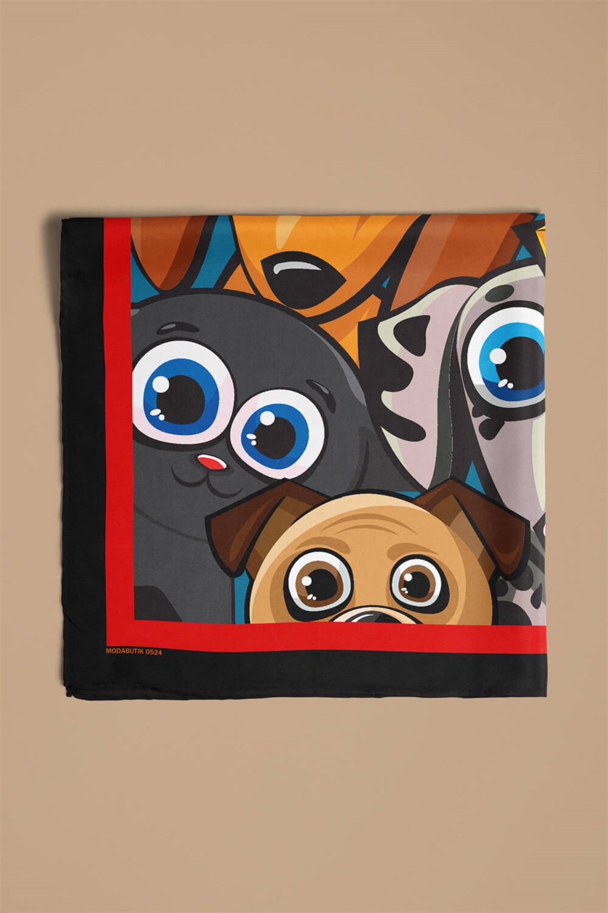 Violla H27 Kadın Karışık Animal Friends Desenli 50x50 Bandana HYL DG0524-22