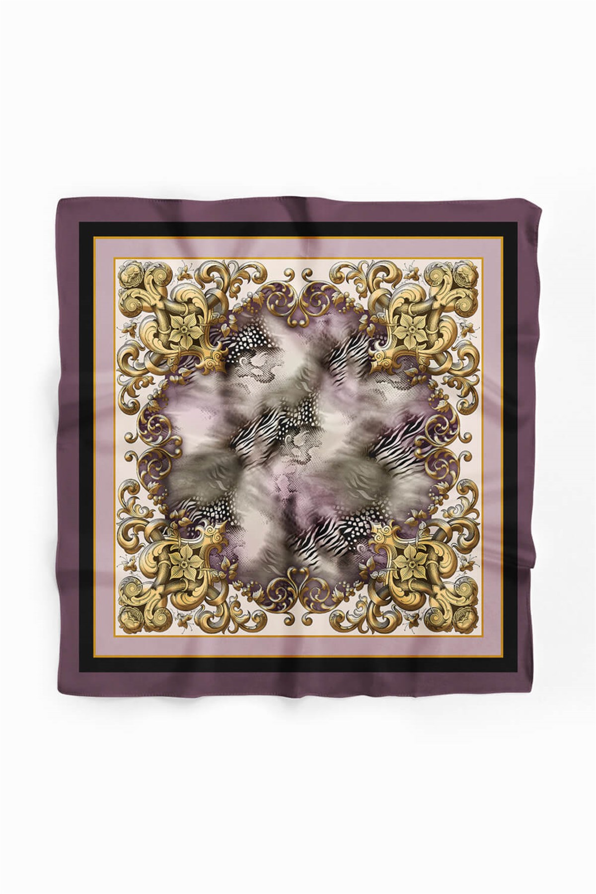Violla D118 Kadın Vintage Desenli Bandana 50x50 Mor DG0223-22