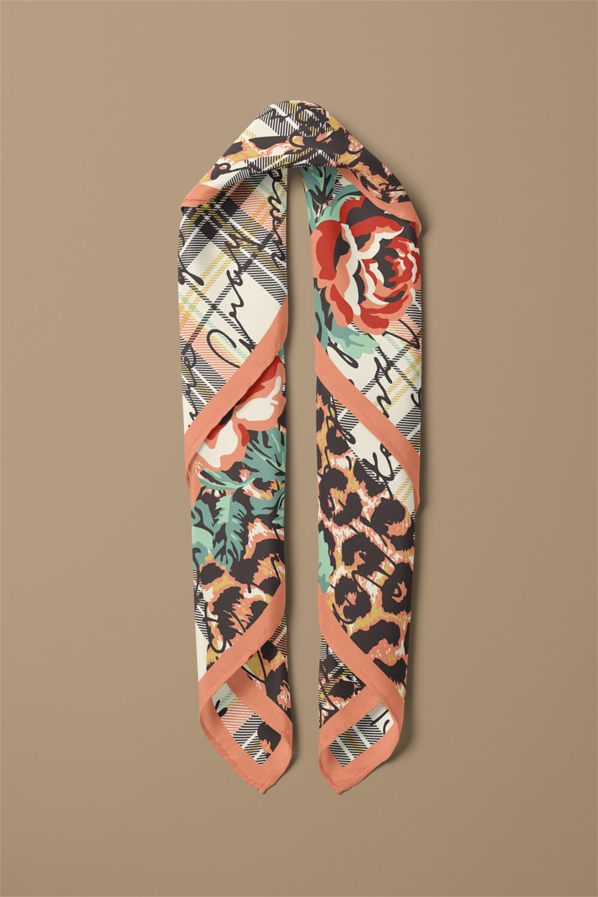 V25 Modabutik Leopar ve Gül Desenli Bandana