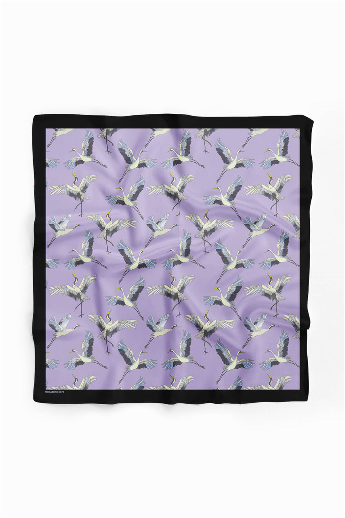 B9  Kadın Lila Stork Desenli 50x50 Bandana HYL DG0877-22