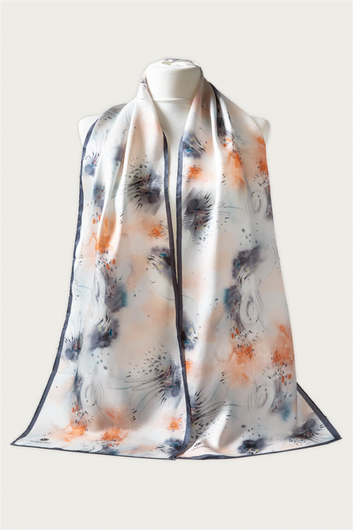 %100 İPEK GEOMETRİK DESENLİ KADIN FULAR 30X170