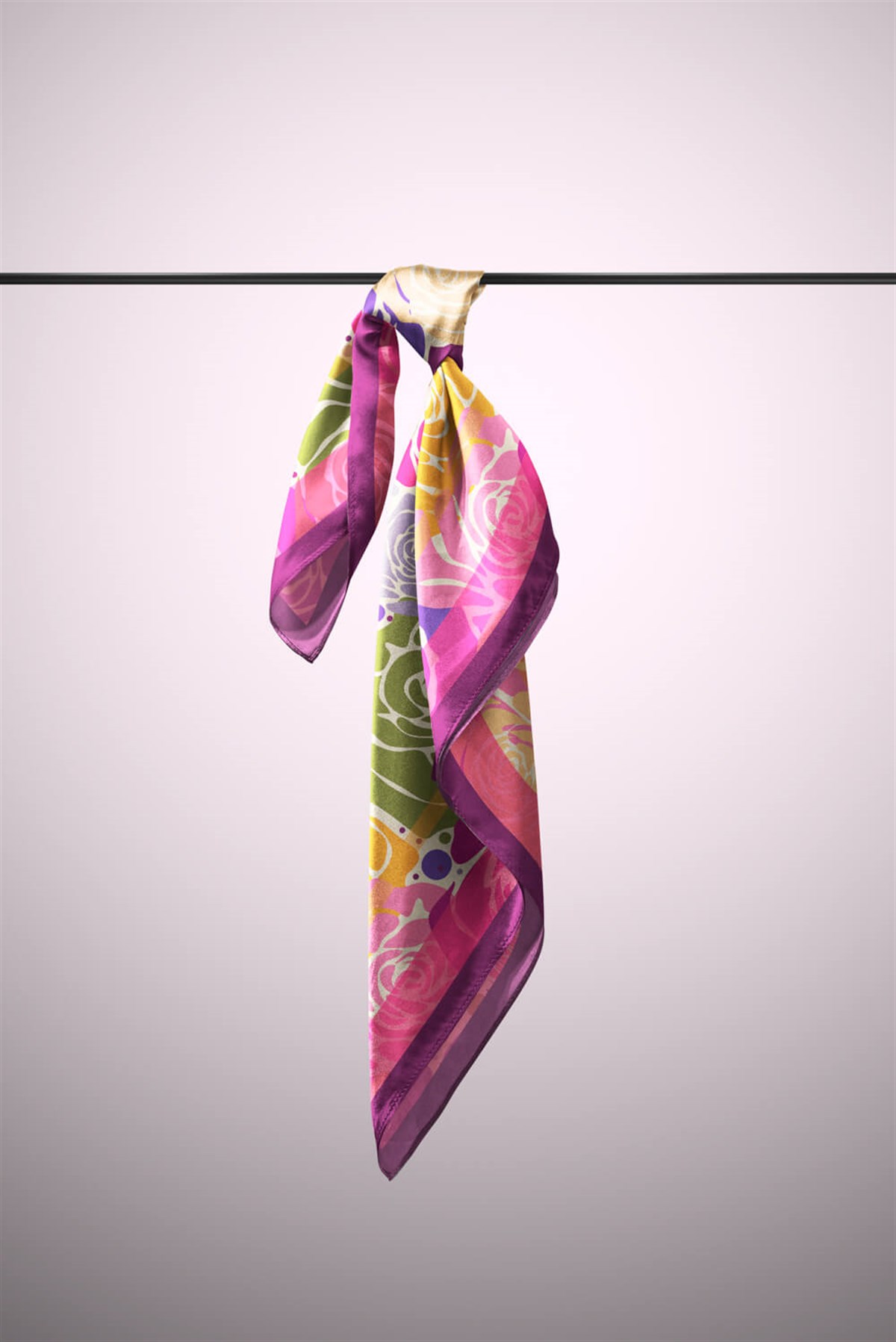 Vissona Gül Desenli İpek Bandana