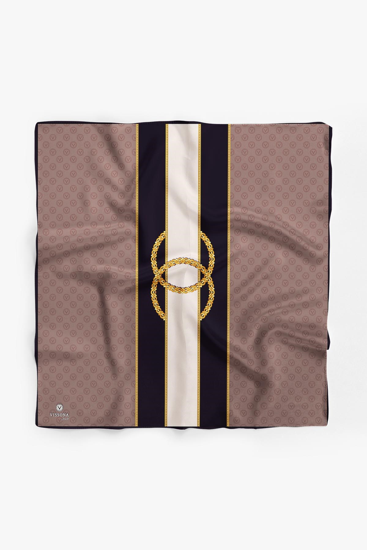 %100 İpek Kadın Desenli Bandana 80x80