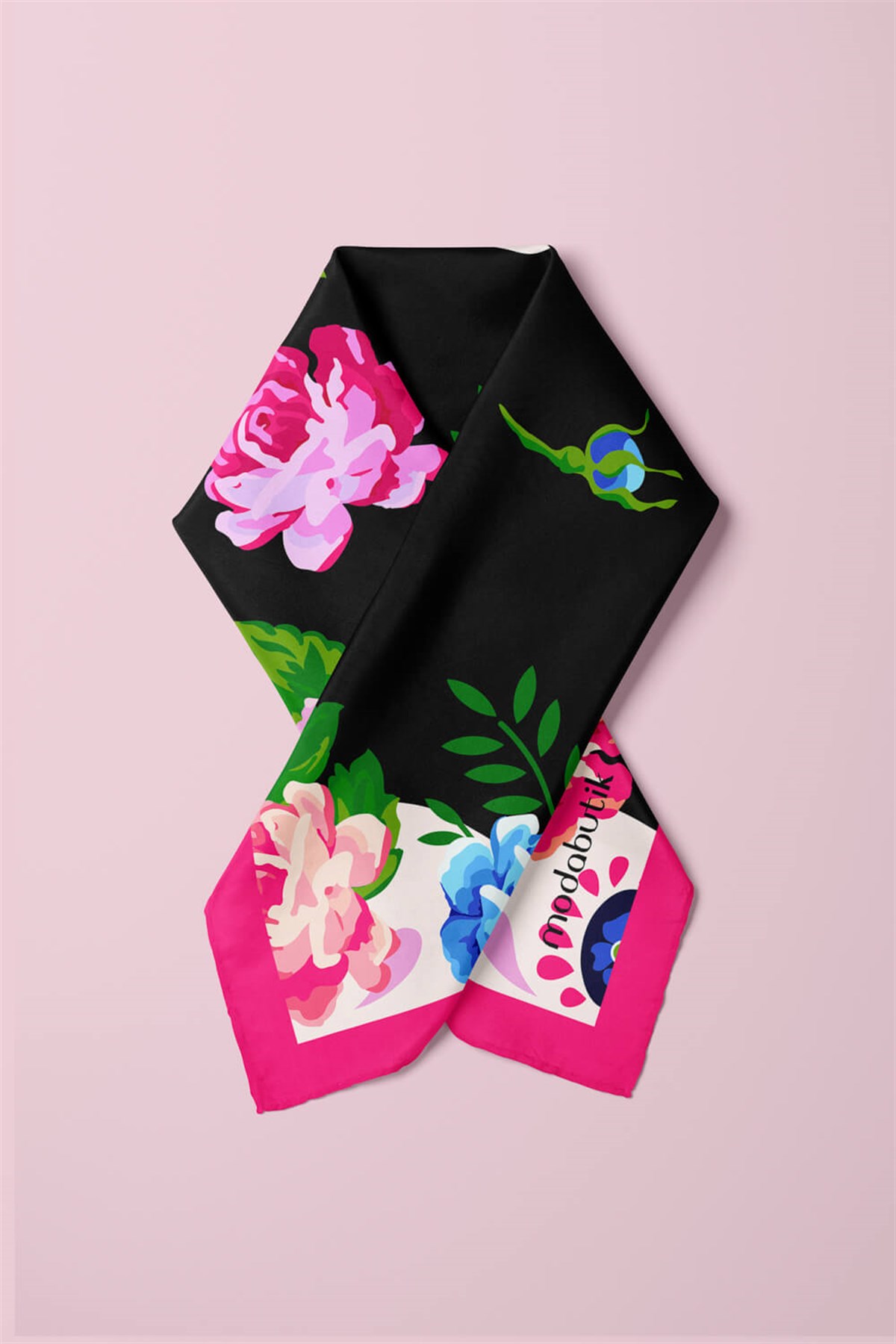 B25 Violla Kurukafa Desenli Çiçekli Bandana
