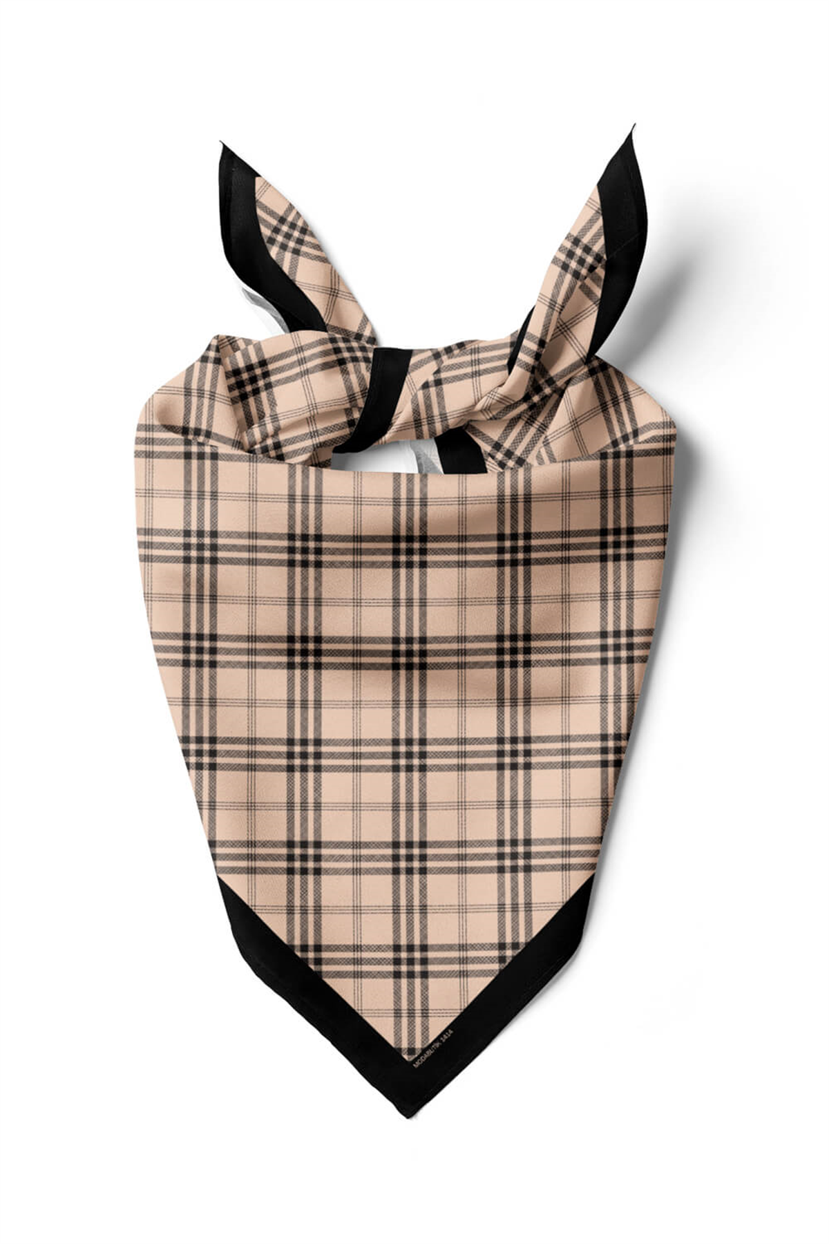 G36 Kadın Krem Kare Desenli 50x50 Bandana