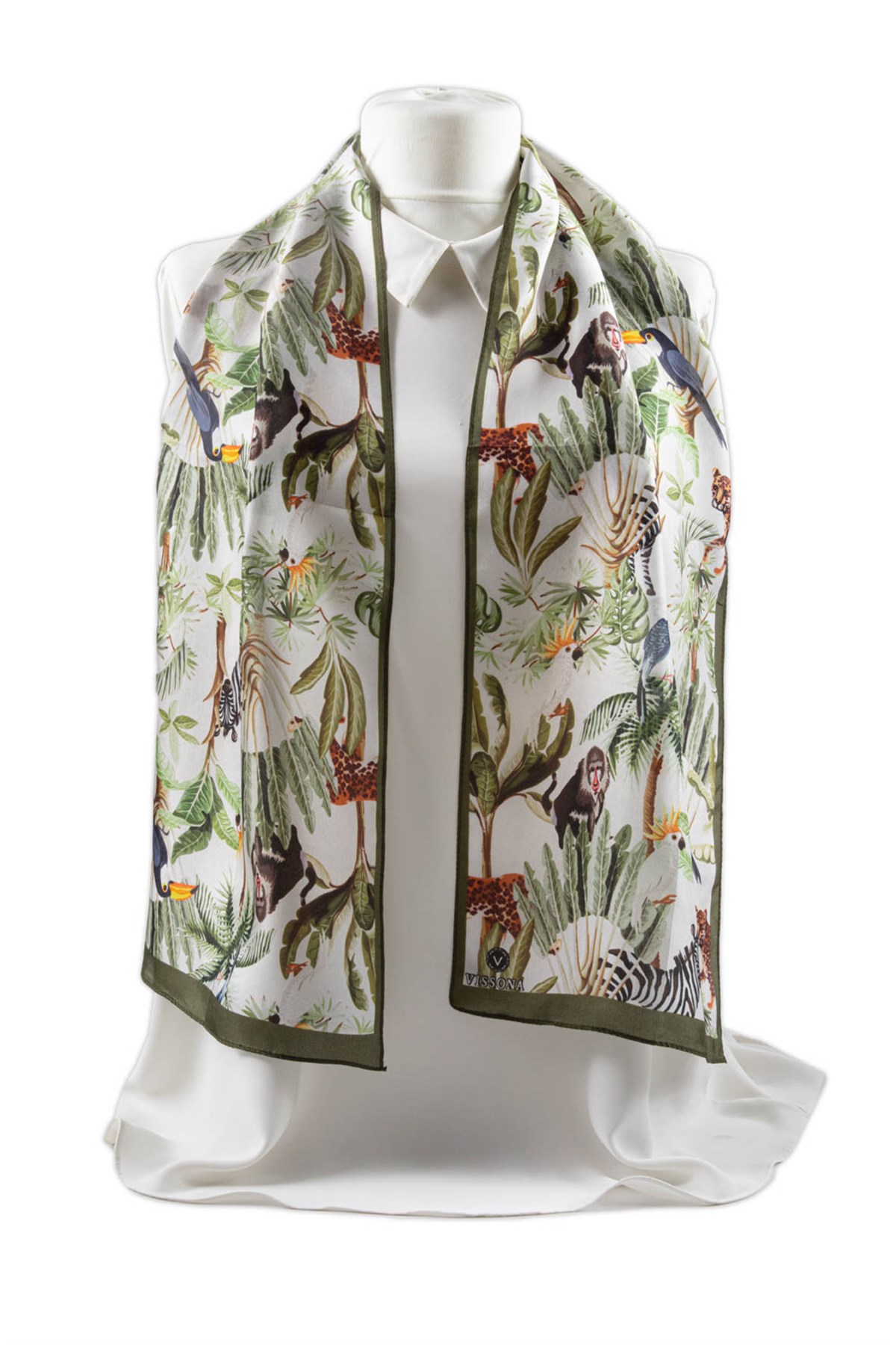 I82 %100 İpek Safari Desenli Kadın Fular