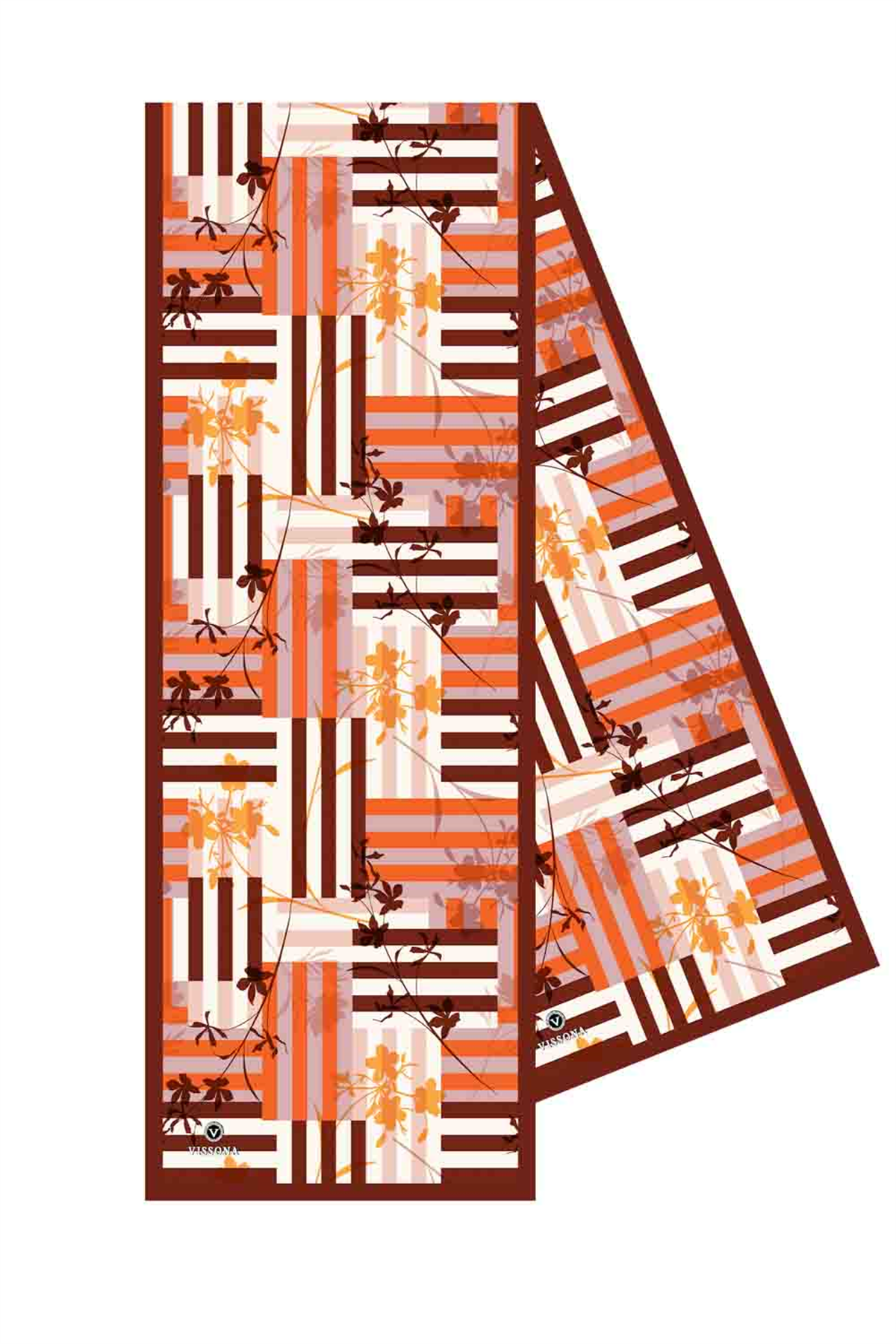 I61 SATEN İPEK ÇİZGİ DESENLİ KADIN FULAR