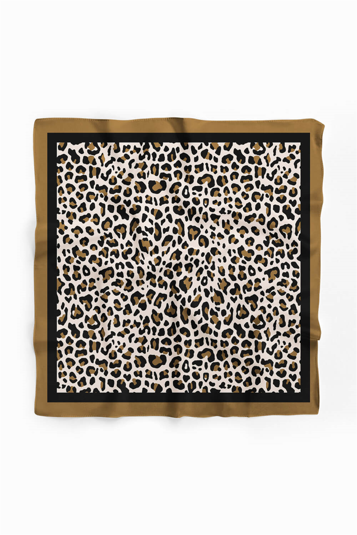 E31 Kadın Kahve Siyah Benek Desenli 50x50 Bandana HYL DG01356-22