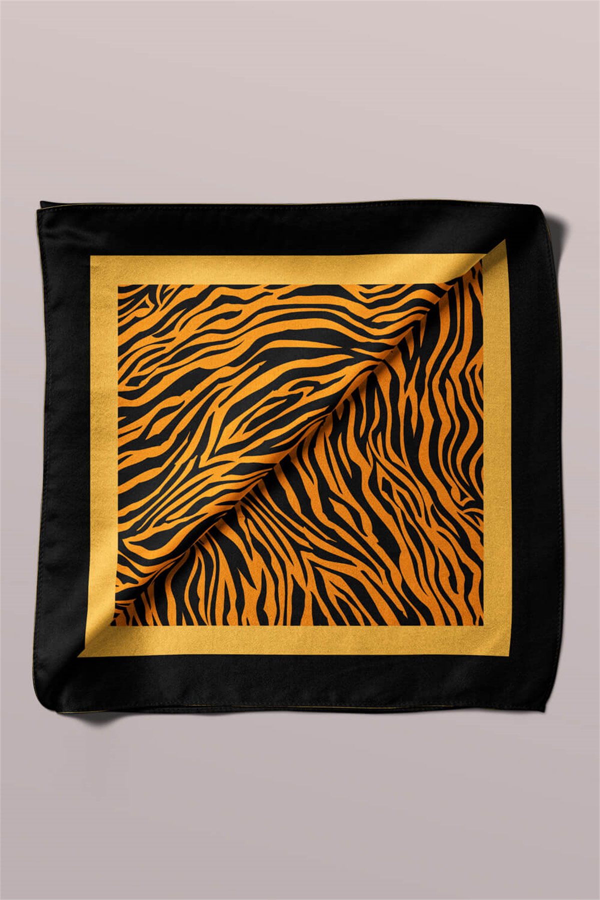 G58 Kadın Turuncu Tiger Desenli 55x55 Bandana HYL DG0710-22