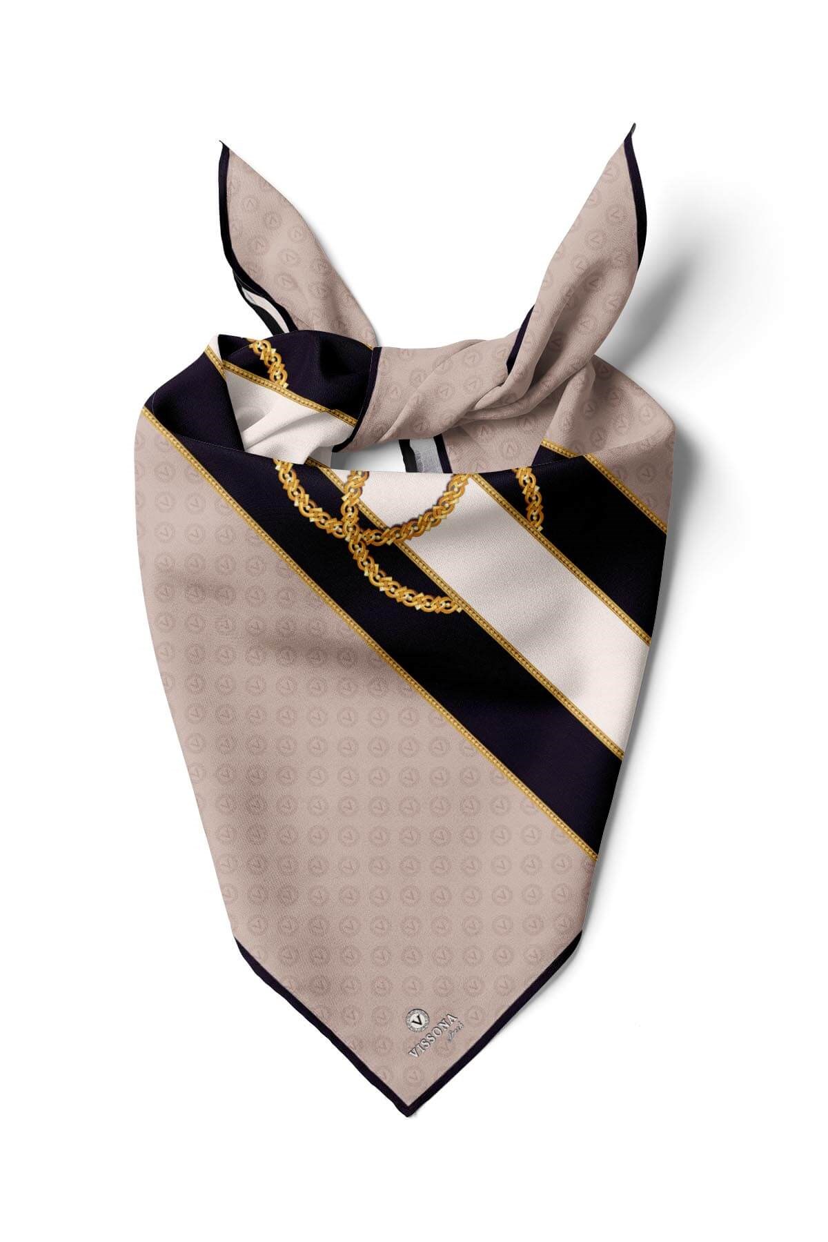 %100 İpek Kadın Desenli Bandana 80x80