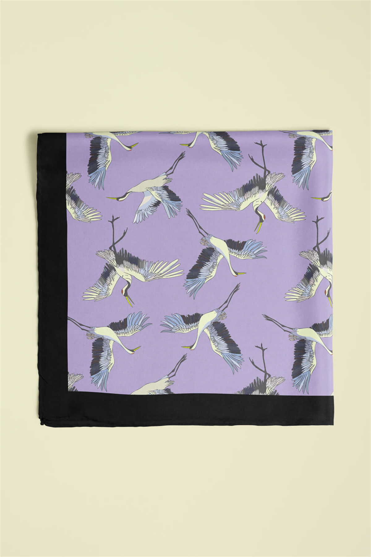 B9  Kadın Lila Stork Desenli 50x50 Bandana HYL DG0877-22